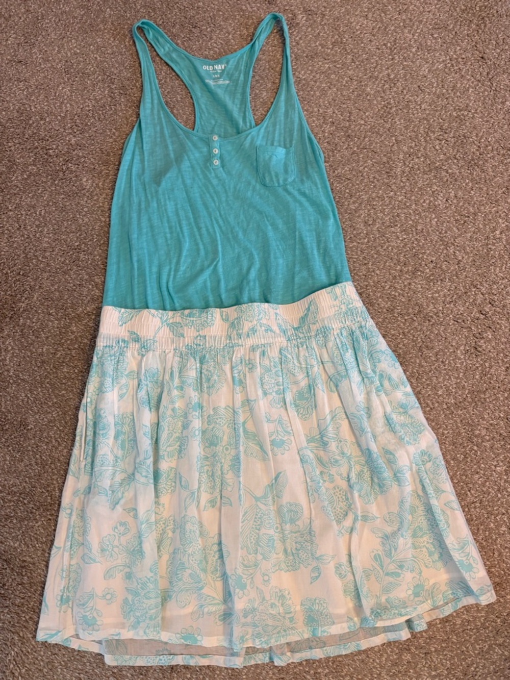 Old Navy Women’s Teal Tank Top & Floral Skirt Set